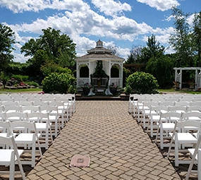 A ceremony setup with a gazebo